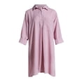 thumbnail image 3 of Chemises en Lin pour Femmes Été Femmes Printemps et Été Col à Revers Uni Coton Lin Robe Boutonnée Décontractée Poche Manches 3/4 Robe Chemise Robe d'Été pour Femmes Aguichant, 3 of 6