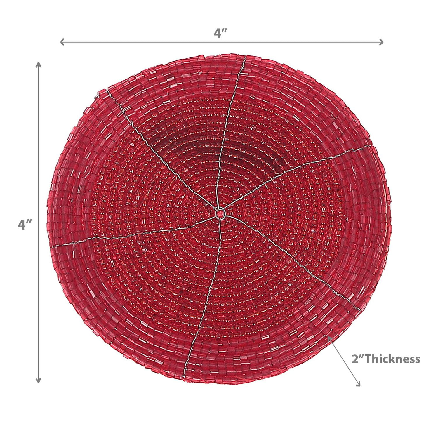 Christmas Perlé Rond Rond Rouge - Ensemble De 6