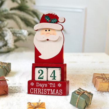 Calendrier de Compte à Rebours de Noël en Bois avec Design Bonhomme de Neige Père Noël, Blocs de Chiffres Mobiles pour Événement de Vacances, Finition Fluide Activité Familiale