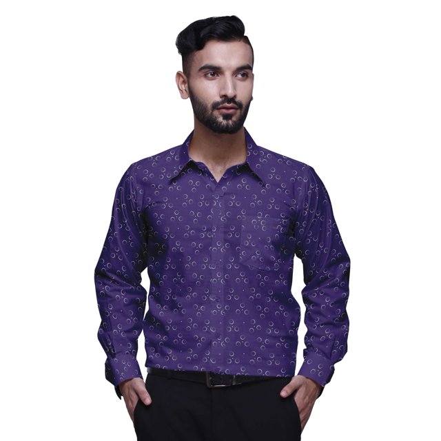 BESTMAN Cotton Formal Shirts For Men Slim Fit Printed Full Sleeve Shirts For Men
