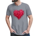 thumbnail image 2 of Chandails Assortis pour Couples de la Saint-Valentin Légers Mode à Imprimé Cœur Col Rond Décontracté Tunique à Manches Courtes T-Shirt Confortable Doux Respirant Blouse Tee pour Lui et Elle Gris TTG, 2 of 6