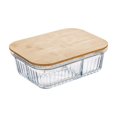 thumbnail image 2 of Dvkptbk Wooden Lid Vertical Glass Lunch Box Sealed Bento Picnic Box Microwave Heating Lunch Box Rectangular Food Container, 2 of 6