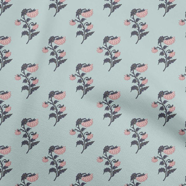oneOone Rayon Dusty Teal Green Fabric Florals Craft Projects Decor Fabric Printed By The Yard 56 Inch Wide
