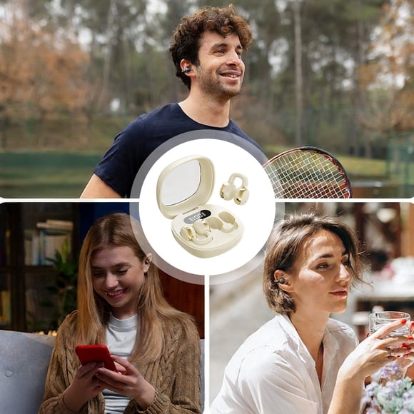 LEHOZIHEQ Clip On Open Ear Headphones with LED High Definition Digital Display Long Battery Life Comfortable Fit High Sound Quality Skin.