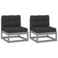 thumbnail image 1 of vidaXL Garden Middle Sofas with Cushions 2 pcs Grey Solid Wood Pine, 1 of 4