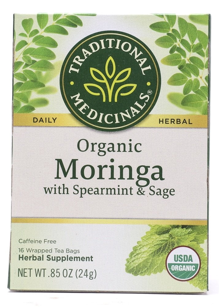 Traditional Medicinals - Organic Moringa Herbal Tea With Spearmint & Sage - 16 Tea Bags