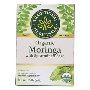 Traditional Medicinals - Organic Moringa Herbal Tea With Spearmint & Sage - 16 Tea Bags