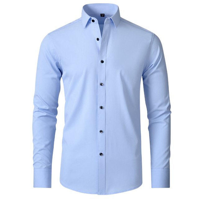 Chemises Habillées pour Hommes Coupe Ajustée Manches Longues Boutonnées - Matériau Polyester Spandex, Extensible 4 Directions, Résistant aux Plis