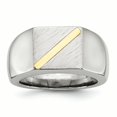 thumbnail image 1 of Acier Inoxydable Brossé et Poli avec 14K Or Bande Chevalet Anneau 10 Taille, 1 of 7