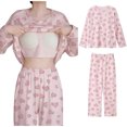 thumbnail image 1 of cfhntfmh Ensembles de Pyjamas pour Femmes avec Soutien-Gorge Intégré Décontractés à Manches Longues Col Ras du Cou Chemises de Nuit avec Pantalon Long Doux Ensemble de Vêtements de Nuit, 1 of 4