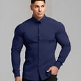 thumbnail image 3 of Chemises Habillées pour Hommes Coupe Ajustée à Manches Longues Unies à Boutons - Matériau Polyester Spandex, Extensible 4 Directions, Résistant aux Plis, 3 of 4