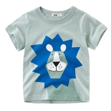 T-shirt Garçon Tout-Petit Lion Drôle Imprimé Manches Courtes Décontracté Été T-Shirts Chandail d'Anniversaire Garçon pour Garçon 2-3 Ans
