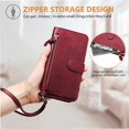 thumbnail image 2 of Étui Portefeuille pour Samsung Galaxy Note 20 Ultra avec Poche à Fermeture Éclair, Porte-Cartes, Support, Dragonne, Étui à Rabat en Cuir Rouge, 2 of 5