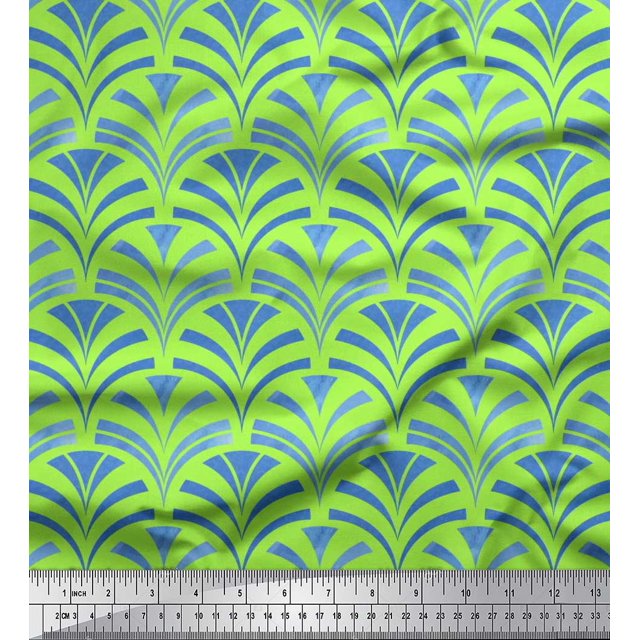 Soimoi polyester Crepe Fabric Scales Geometric Decor Fabric Printed Yard 52 Inch Wide