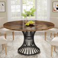 thumbnail image 1 of Tribesigns Round Dining Table for 4-6 People, 47-Inch Farmhouse Dinning Room Table Circle Kitchen Table, Industrial Dinner Table with Metal Base for Kitchen, Living Room, Rustic Brown, 1 of 7