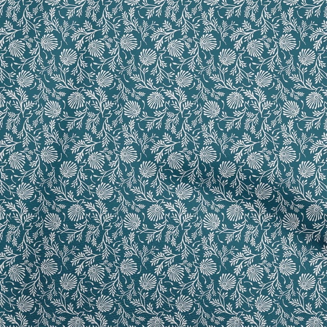 oneOone Silk Tabby Teal Blue Fabric Asian Block Sewing Material Print Fabric By The Yard 42 Inch Wide