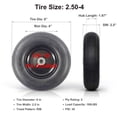 thumbnail image 2 of Hi-Run Ribbed 8" Pneumatic 2.50-4 2PR Wheelbarrow Tire & Wheel Assembly with 5/8" Bushing Pre-Mounted, 2 of 5