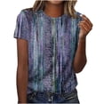thumbnail image 1 of Hauts Tuniques pour Femmes Coupe Ample Chic Col Rond Manches Courtes Pli Régulier Blouse Imprimée T-shirt Hauts d'Été pour Femmes, 1 of 5