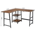thumbnail image 2 of Gymax L Shaped Corner Computer Desk Study Table w/Storage Shelves Rustic Brown, 2 of 10