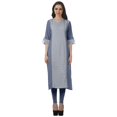 thumbnail image 1 of Moomaya Kurti Imprimée pour Femmes, Kurta Tunique Longueur Genou, Hauts à Col en V, Robe Grande Taille, 1 of 6