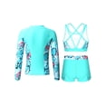 thumbnail image 2 of Manyakai 3Pcs Girls Tankini Rashguard Swimsuit Set Long Sleeve Swim Shirt Crop Top with Swim Trunk Green 16, 2 of 7