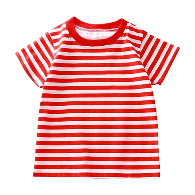 WRKEKC T-Shirts pour Garçons, Hauts d'Été pour Garçons, T-Shirts de Sport à Manches Courtes Décontractés d'Été pour Enfants à Col Rond à Rayures Imprimées