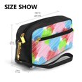 thumbnail image 4 of Leather Portable Travel Small Makeup Bag, Multifunctional Storage Bag, Colorful Love Lines Pencil Case, 4 of 4
