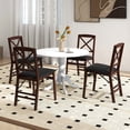 thumbnail image 4 of Costway 4-Person Dining Table Wooden Kitchen Table with Solid Rubber Wood Frame for Kitchen White, 4 of 10