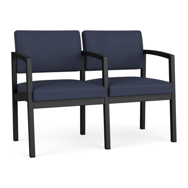 Lenox Steel Reception Waiting Room Healthcare 2 Seats Chair / Black Steel / Blue