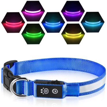 PcEoTllar LED Collier de Chien Rechargeable Imperméable à l'Eau 7 Changement de Couleur Éclairent Colliers de Chien