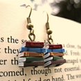 thumbnail image 2 of Boucles d'Oreilles Livre Empilables Bibliothèque Couleur Multicolore Boucles d'Oreilles Pendentif Livre, 2 of 9