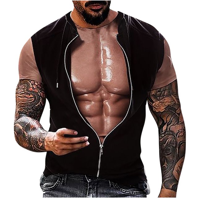 RKSTN Chemises pour Hommes Manches Courtes Mode Imprimé Musculaire Mode Mise en Forme Col Rond T-Shirt à Manches Courtes Chemises Hawaïennes pour Hommes