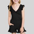thumbnail image 2 of Girls Swimsuit with Chest Pad Ruffle Trim One Piece Bathing Suit Solid Swimsuits Ruched Sleeveless Swimwear for 7-16 Years, 2 of 7
