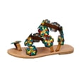 thumbnail image 2 of Styesk Womens Sandals Summer Plus-size Ethnic Style Flower Clip-toe Beach Flat Sandals, 2 of 8