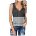 thumbnail image 1 of Fridja Womens Casual Loose Color Matching Button V-neck SleevelessTops Blouses Vests, 1 of 6