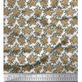 thumbnail image 1 of Soimoi Satin Silk Fabric Leaves & Floral Block Printed Fabric 1 Yard 42 Inch Wide, 1 of 3