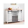 thumbnail image 4 of Bingirl Wine Cabinet - Farmhouse Coffee Bar Cabinet with Storage Space, 47-Inch Bar Cabinet with Sliding Barn Door, Buffet Sideboard, 16-Bottle Wine Rack for Dining Room and Living Room, 4 of 9