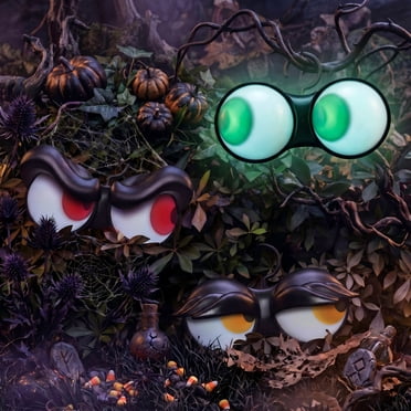 Joyfy Ensemble de 3 Lumières d'Halloween Clignotantes Yeux Effrayants Décorations Extérieur Intérieur, Yeux Lumineux Activés par l'Obscurité à Piles avec Minuterie, Décorations Lumineuses d'Halloween Suspendables pour Voiture Cour Pelouse Jardin