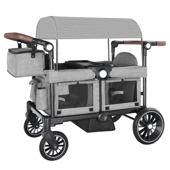 AILEEKISS Poussette-Wagon Pliable pour 2 Tout-Petits avec Auvent Ajustable, 44 Livres, Gris