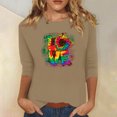 thumbnail image 1 of Qertyioot Cadeau de Saint-Valentin pour Femmes, Mode Manches Trois-Quarts Col Rond Rétro Imprimé de Noël Haut Ample Blouse Manches Trois-Quarts, 1 of 4