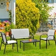 thumbnail image 4 of Costway Ensemble de Mobilier de Patio 4 Pcs Canapé Table Basse Cadre en Acier Jardin Terrasse Gris, 4 of 8