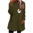 thumbnail image 2 of Hauts d'Automne pour Femmes Col Rond pour Femmes et Blouse d'Hiver Ample à Imprimé avec Poche, Chaude, à Manches Longues, Chandail à Col Rond pour Femmes en Liquidation, 2 of 4