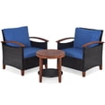 thumbnail image 1 of Giantex 3 Pieces Patio Furniture Set, Outdoor Rattan Sofa and Side Table w/Solid Acacia Wood Frame, High Load Bearing Conversation Bistro Set w/Washable and Removable Cushions, 1 of 10
