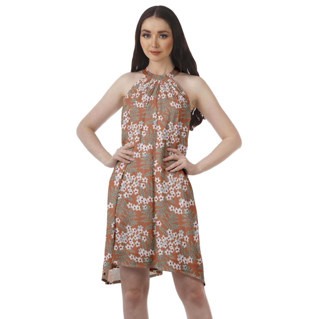 Moomaya Printed Tunic Tank Dress Swing Dress Halter Neck Mini Summer Dress