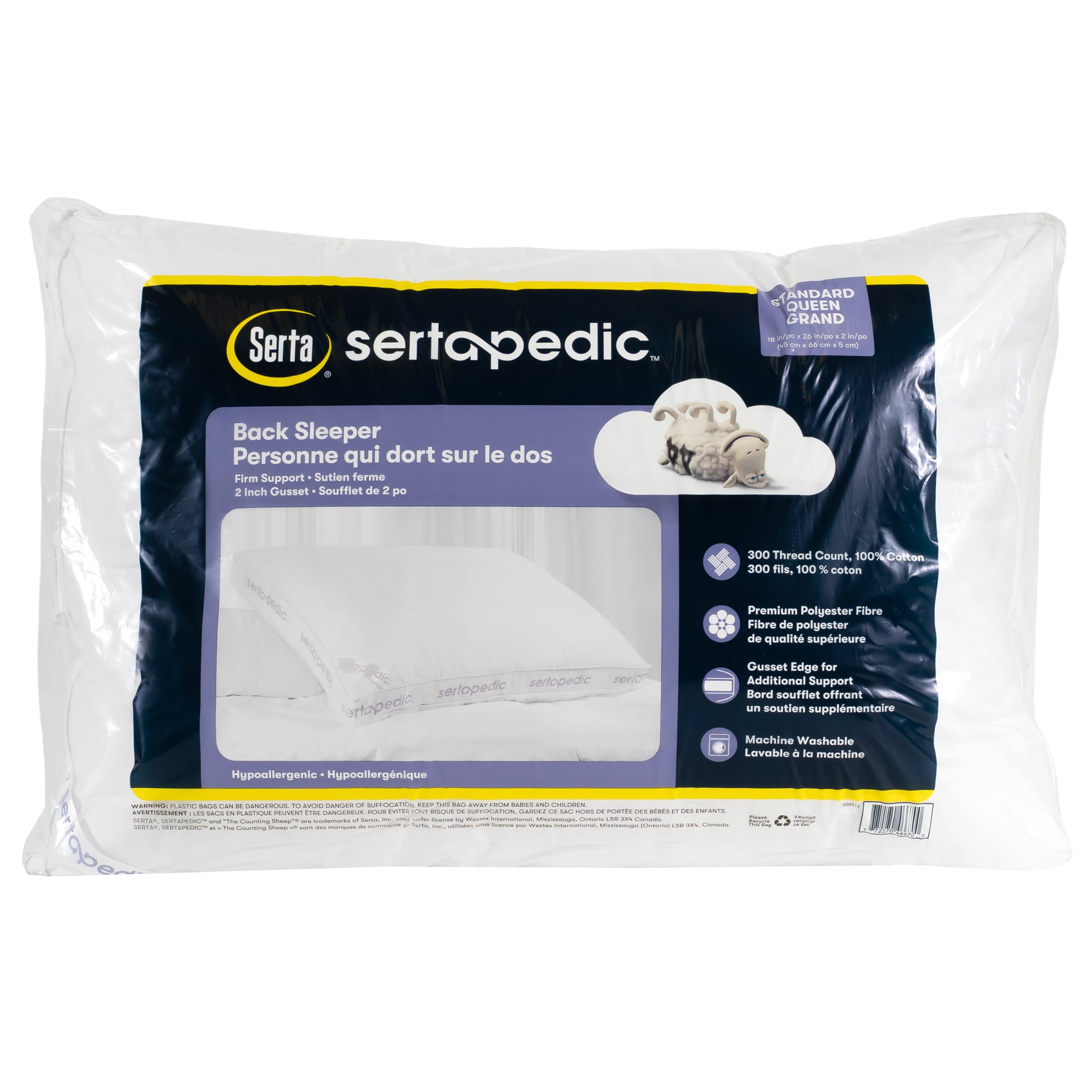 Sertapedic Firm Support Gusset Standard/Queen Pillow
