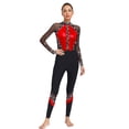 thumbnail image 1 of Jizyo Combinaison Intégrale de Danse à Manches Longues pour Femmes, Brillante avec Strass, une Pièce, Rouge, G, 1 of 5