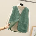 thumbnail image 2 of FAIWAD Womens Fleece Vest Fall Winter Warm Sleeveless Button Down Waistcoat Solid Color Loose Vest Coat, 2 of 7