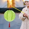thumbnail image 3 of Chinese Paper Lanterns With LED Lights Hollow Out Hanging Asia Japanese Paper Lamps With Tassel And Walking Stick, 3 of 5