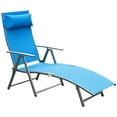thumbnail image 1 of Outsunny Chaise Longue Extérieure Inclinable Pliante et Réglable Robuste - Ensemble de 1, Bleu, 1 of 10