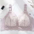 thumbnail image 3 of Virmaxy Womens Wireless Bra Lace Plus Size Gathering Underwear Everyday Bra Color Comfortable Hollow Out Perspective Bra Underwear No Rims Purple-2 40DE, 3 of 6